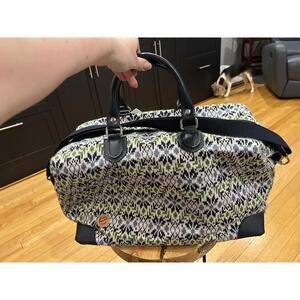 Bonfanti Patterned knit fabric and Leather Duffel bag